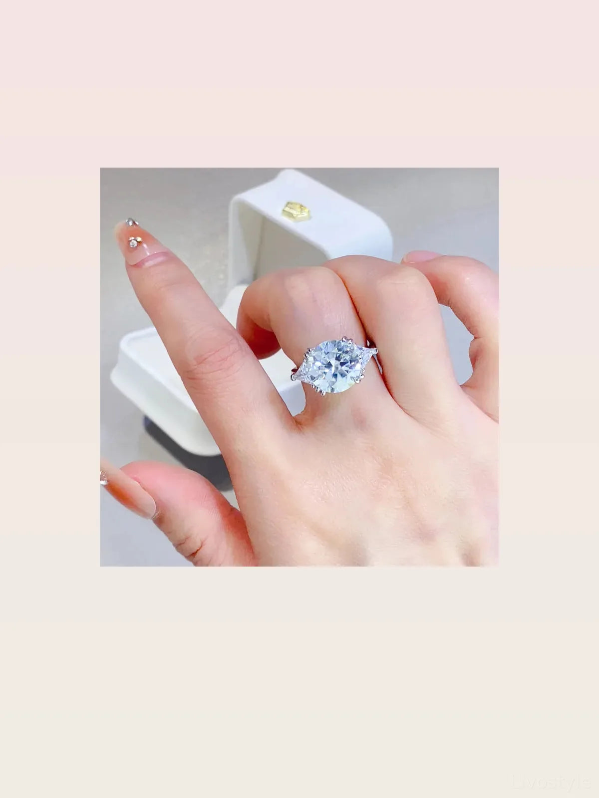 5 Carat Moissanite 925 Sterling Silver White Geometric Statement Ring
