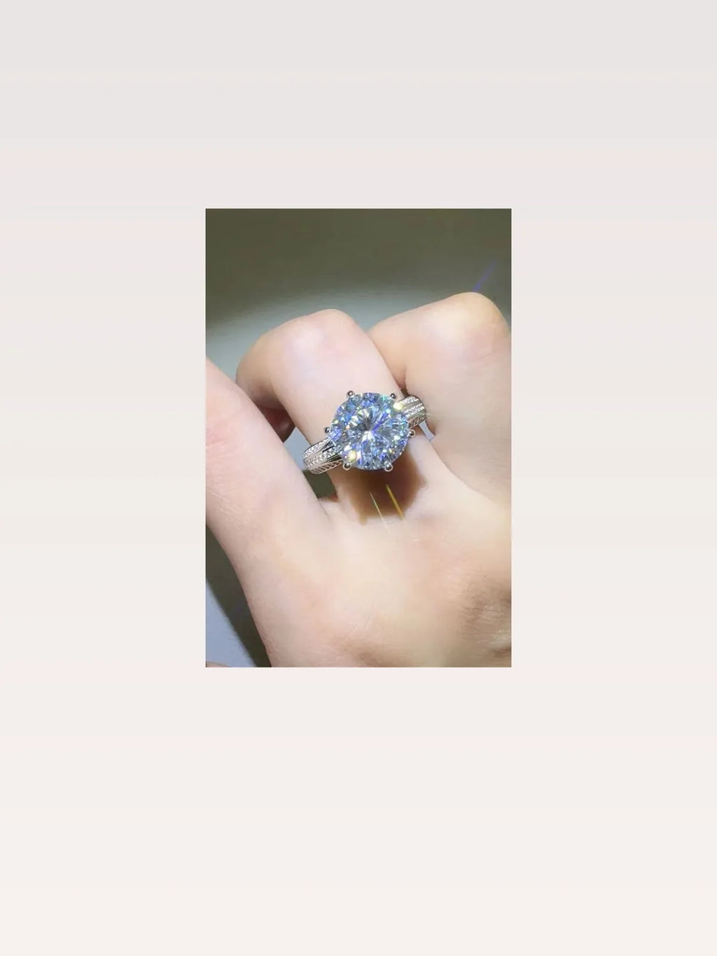 5 Carat Moissanite Sterling Silver Round Pavé Ring