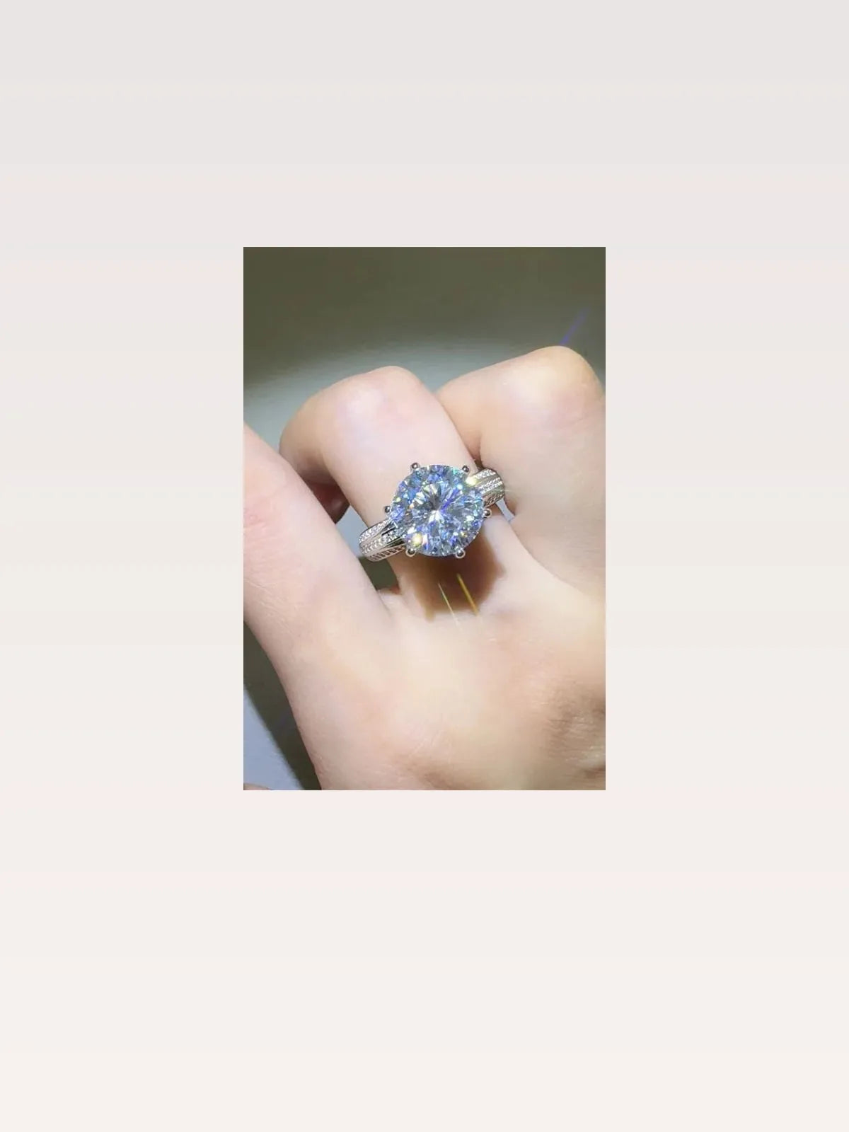 5 Carat Moissanite Sterling Silver Round Pavé Ring