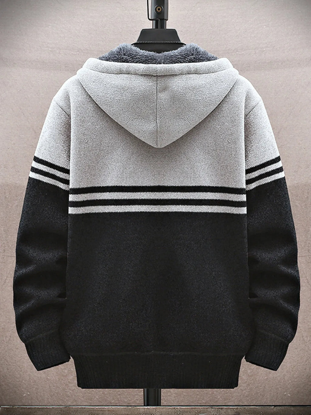 Men's Plus Size Hooded Zip-Up Cardigan