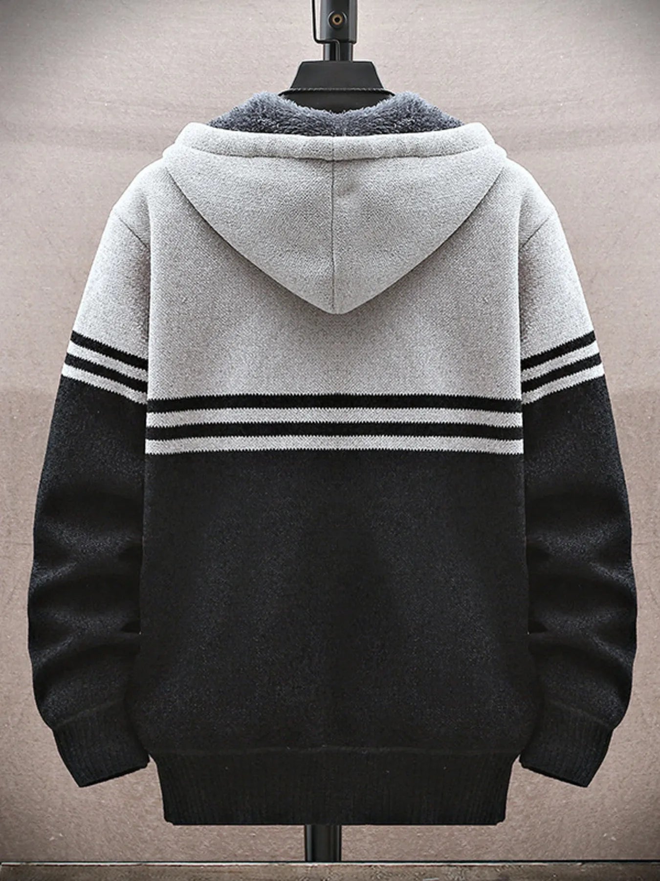 Men's Plus Size Hooded Zip-Up Cardigan