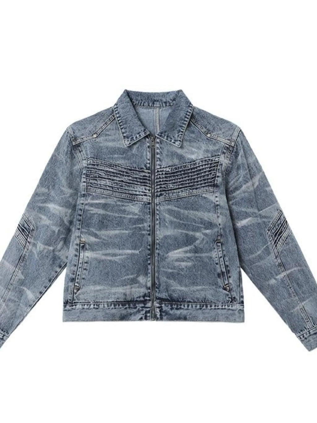 Men's Washed Zip Up Denim Jacket