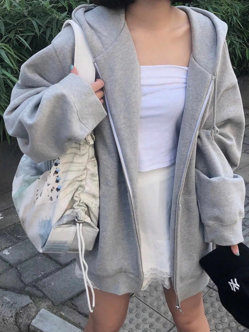 Full Size Zip-Up Dropped Shoulder Hoodie Plus Size