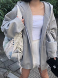 Full Size Zip-Up Dropped Shoulder Hoodie Plus Size