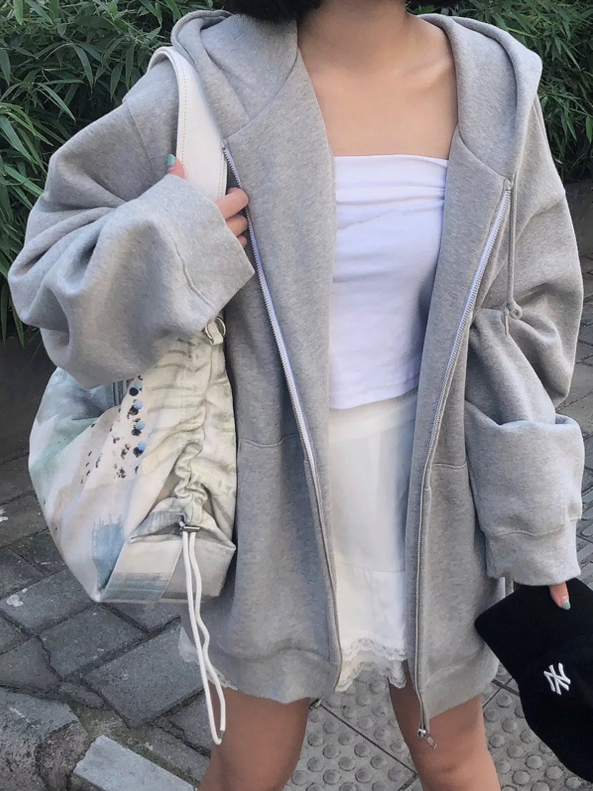 Full Size Zip-Up Dropped Shoulder Hoodie Plus Size