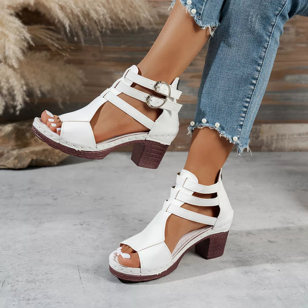 Peep Toe Block Heels Sandals