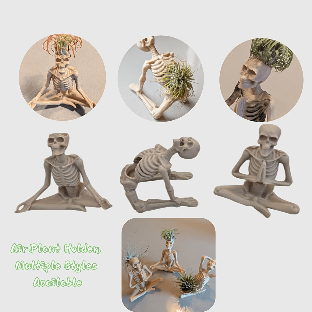 1PC 3D Printed Yoga Skeleton Air Plant Holder, Skull Planter Figurine, Gothic Desk Home Decor