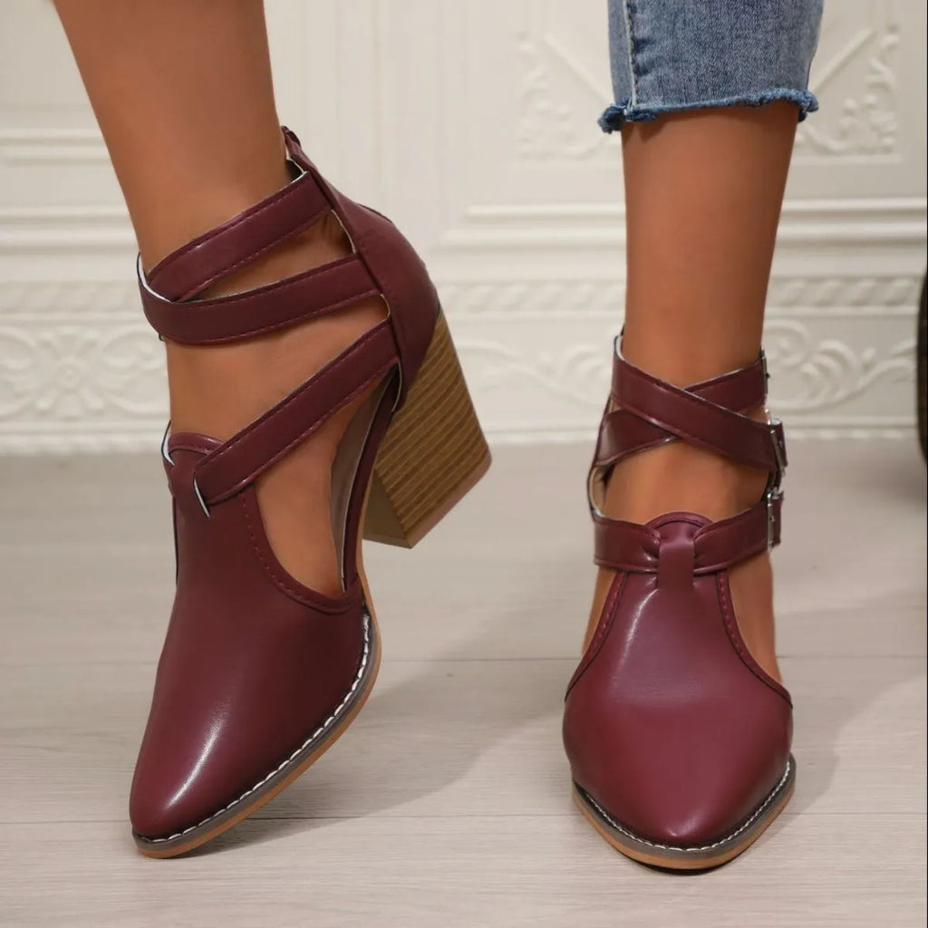 Point Toe Block Heels Sandals