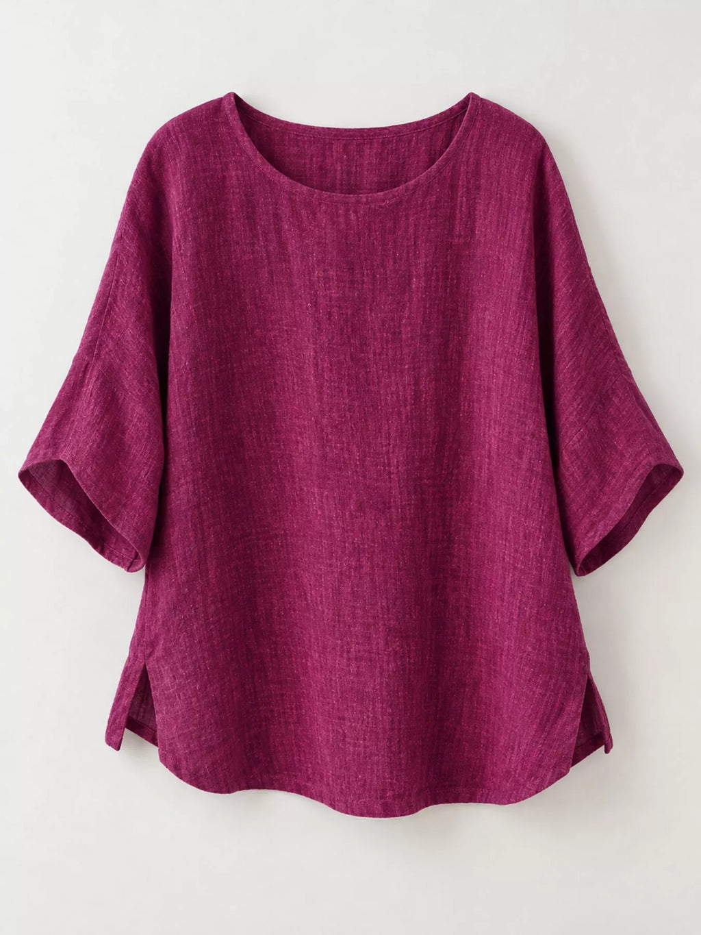 Full Size Loose Fit Linen Blend Blouse Plus Size
