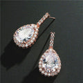 RAKOL Long Water Drop Dangle Earrings, Copper Set Zircon Elegant Women Ear Jewelry For Wedding Banquet Party Occasions