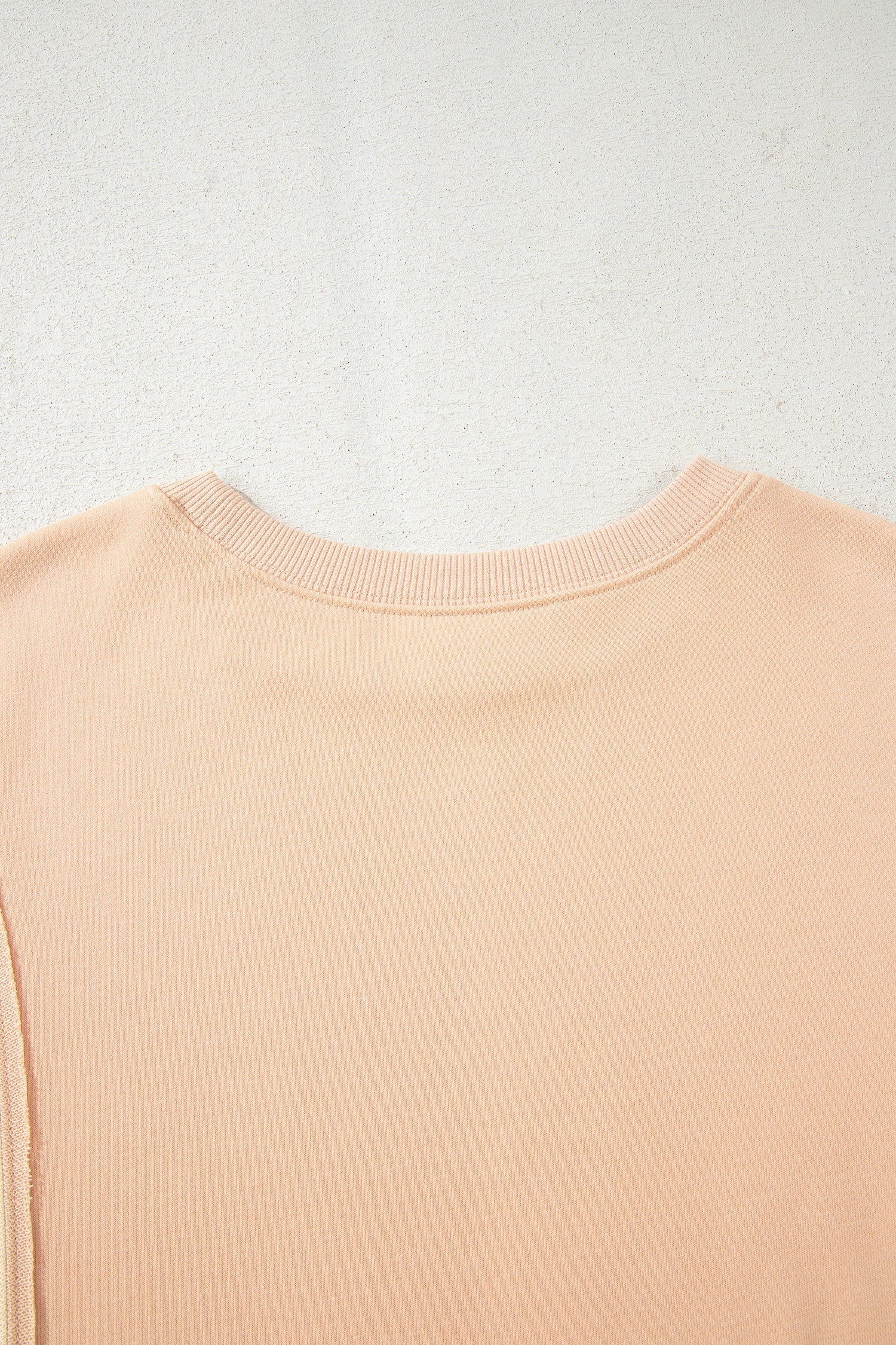 Beige Color Block Patchwork Split Hem Casual Sweatshirt