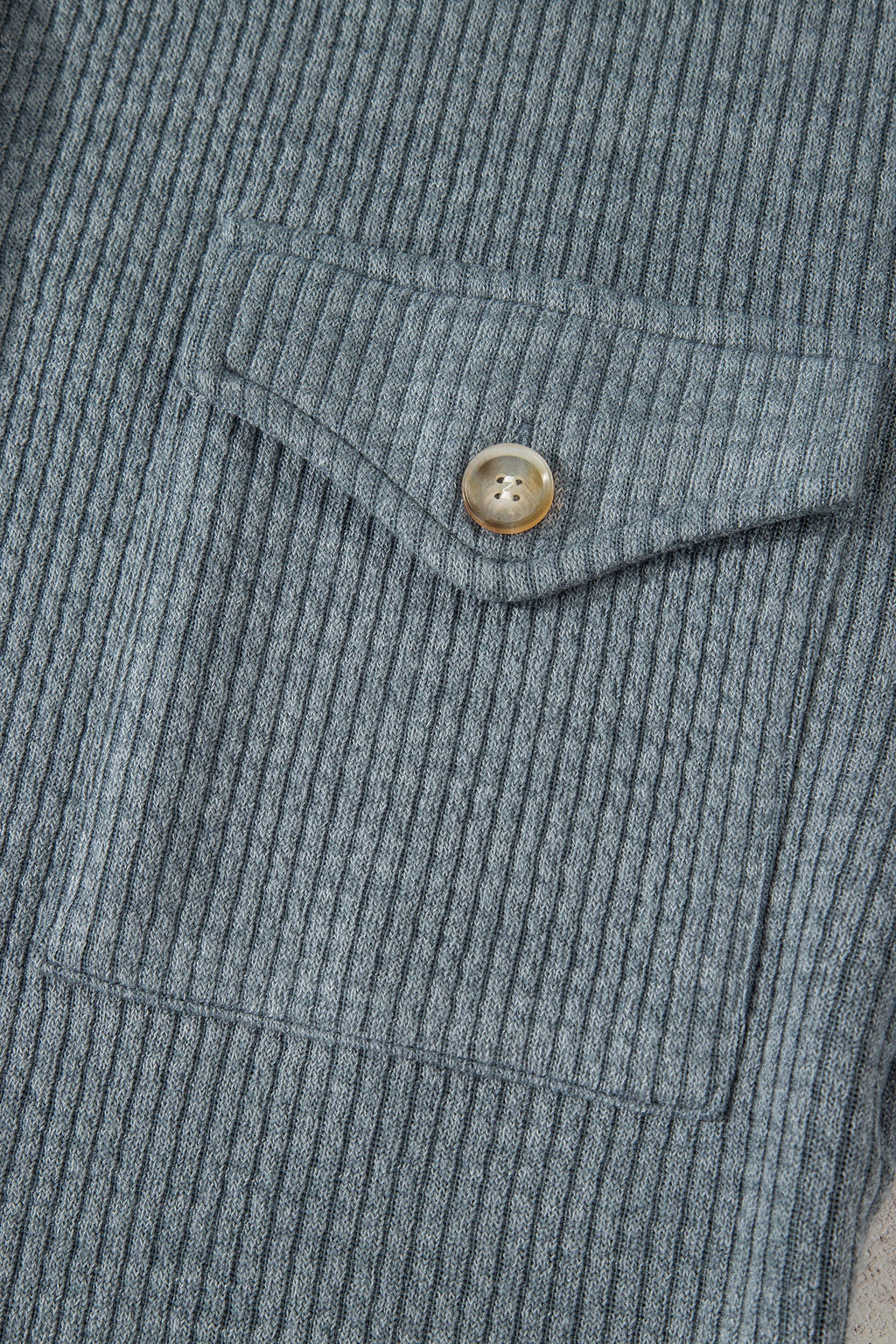 Ribbed Knit Flap Pocket Button-Up Shacket