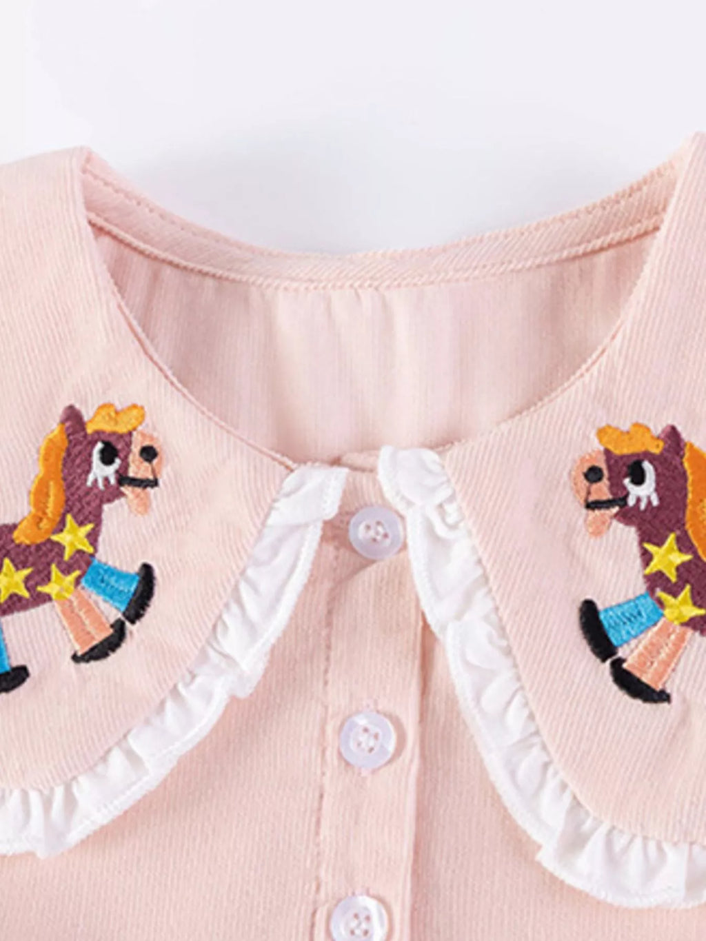 Children's Pony Embroidered Top and Flare Pants Set