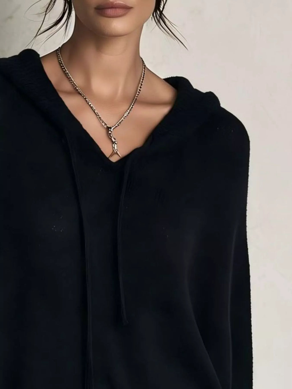 Full Size Drawstring Ribbed Hem Hooded Sweater Plus Size