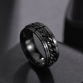 Stainless Steel Rotating Cuban Chain Spinner Ring For Men