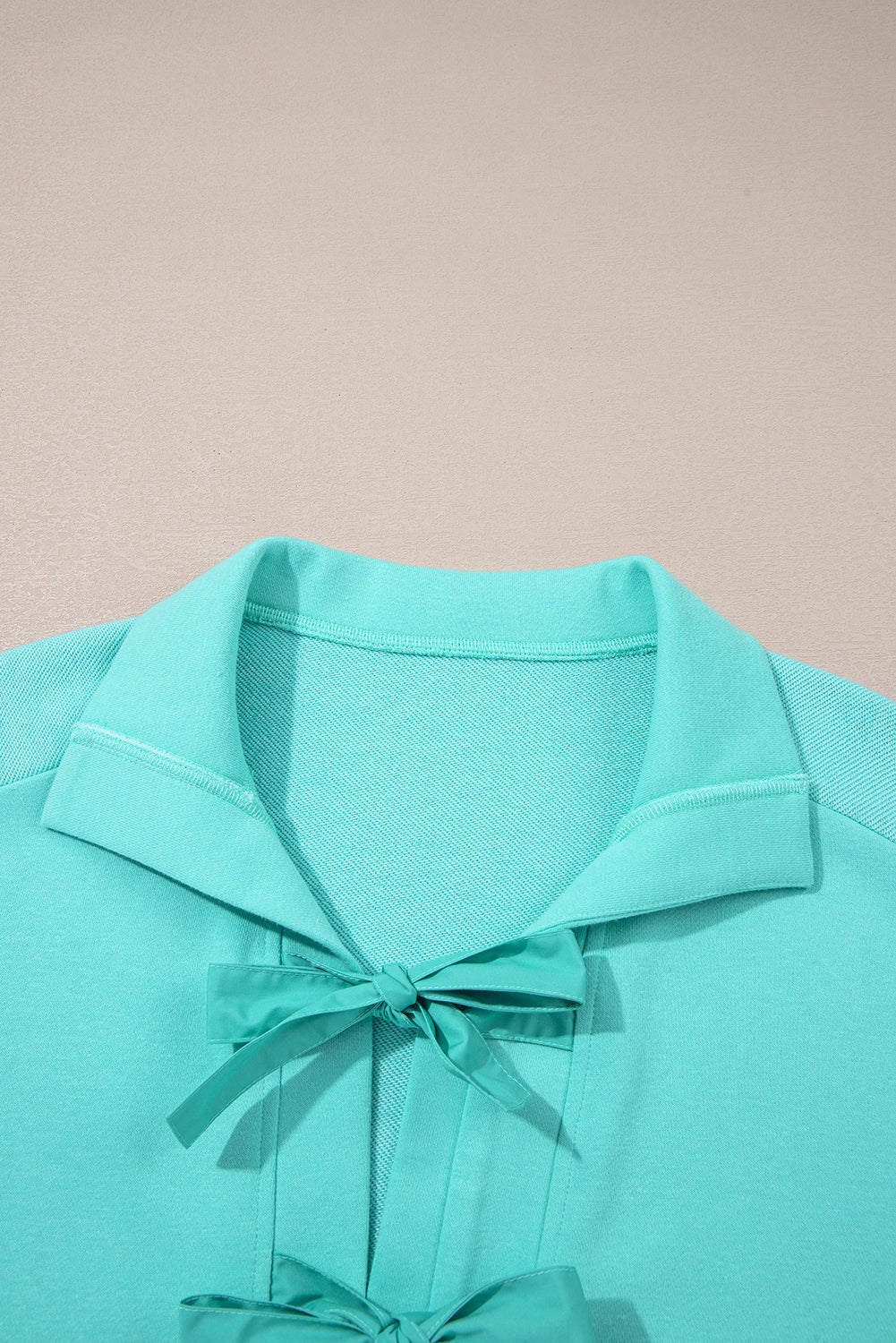 Bow Collared 3/4 Sleeve Side Pocket Mini Dress