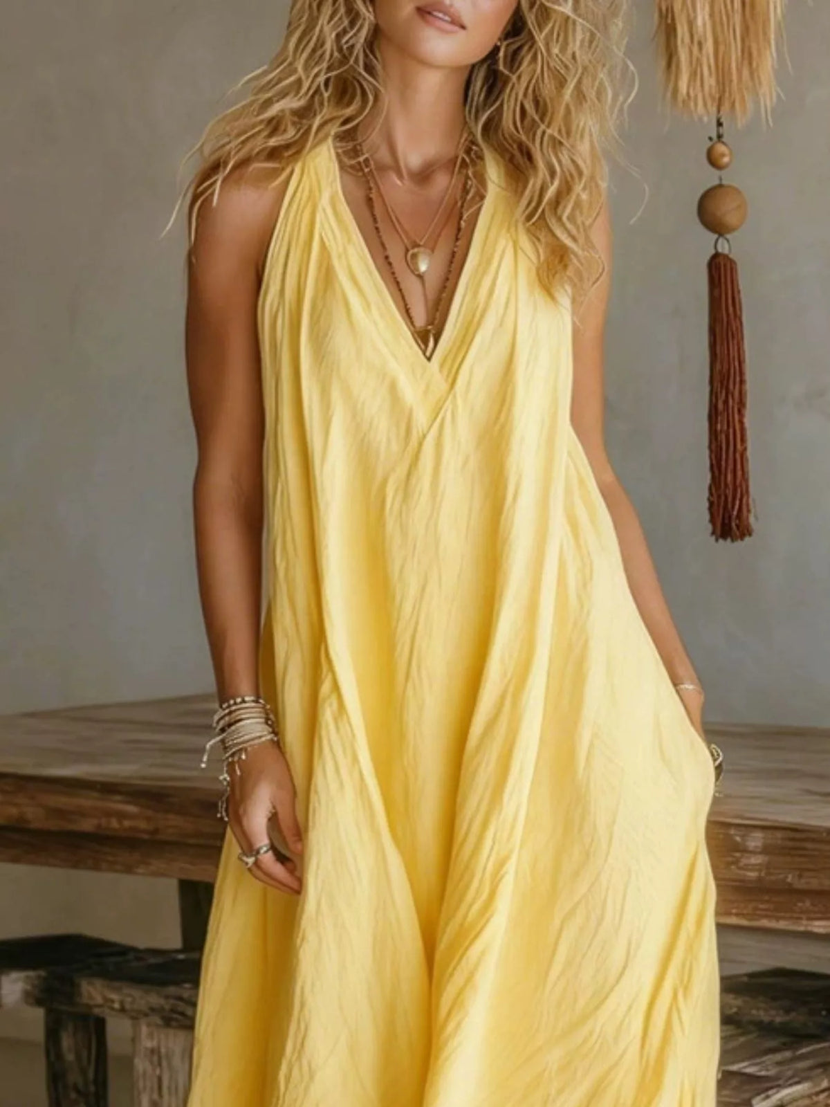 Full Size Sleeveless Flowy Maxi Dress Plus Size