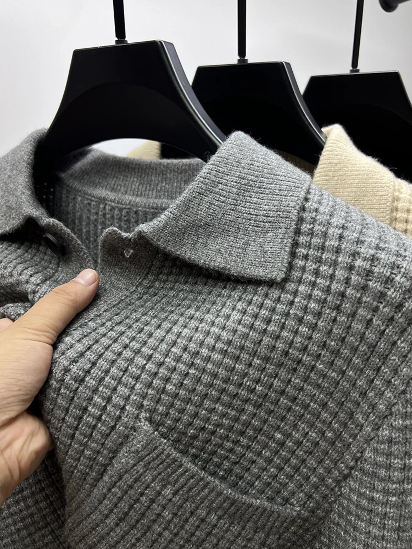 Men's Plus Size Button-Front Knit Cardigan with Collar