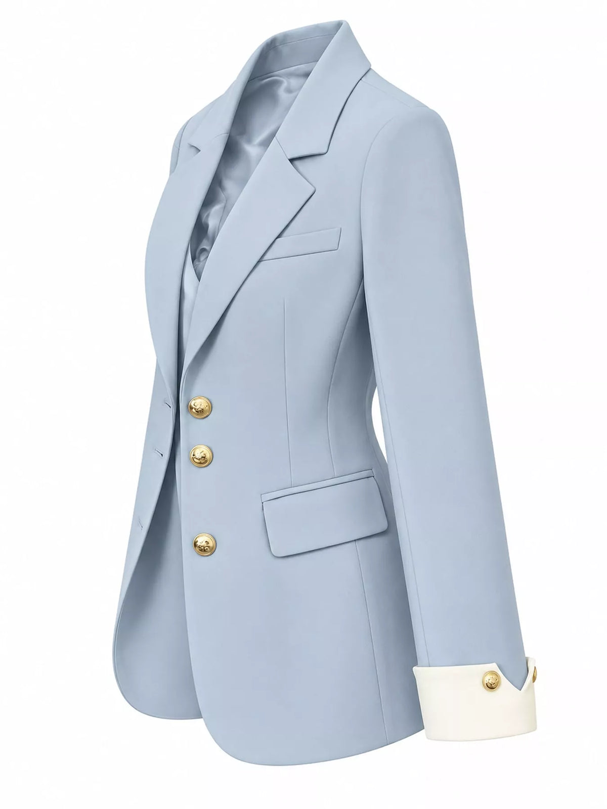 Full Size Single-Breasted Blazer with Gold Button Accents Plus Size