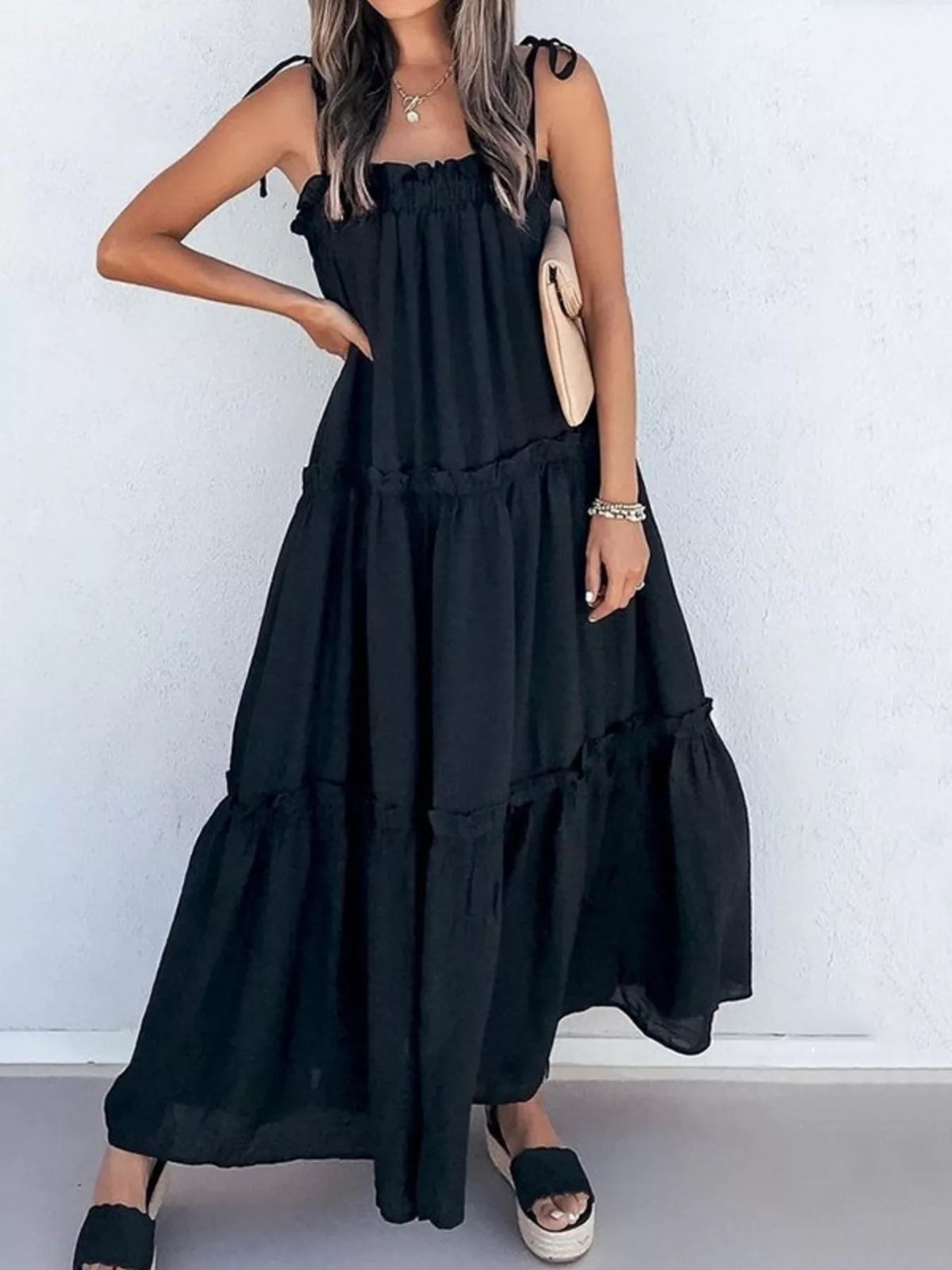Tiered Spaghetti Strap Maxi Dress