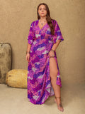 Slit Printed Half Sleeve Maxi Dress