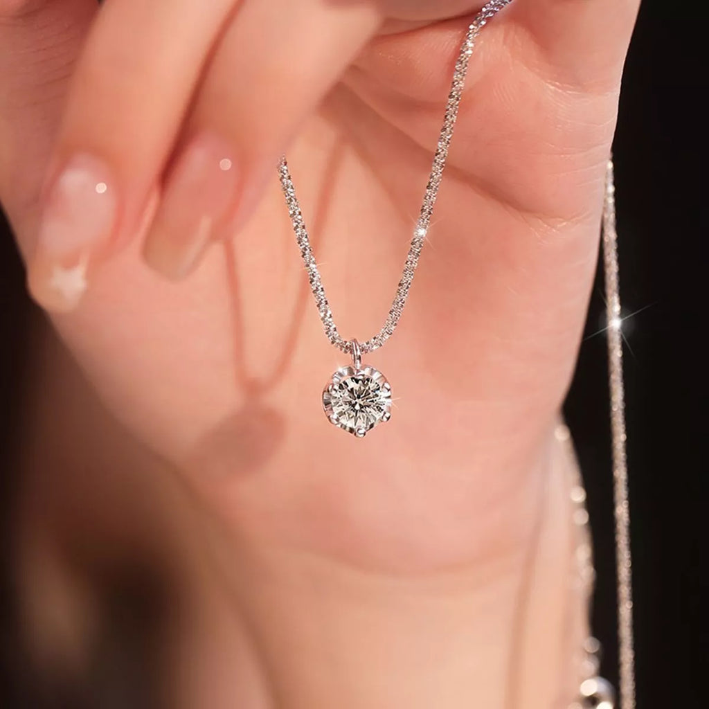 1 Carat Moissanite 925 Sterling Silver Necklace