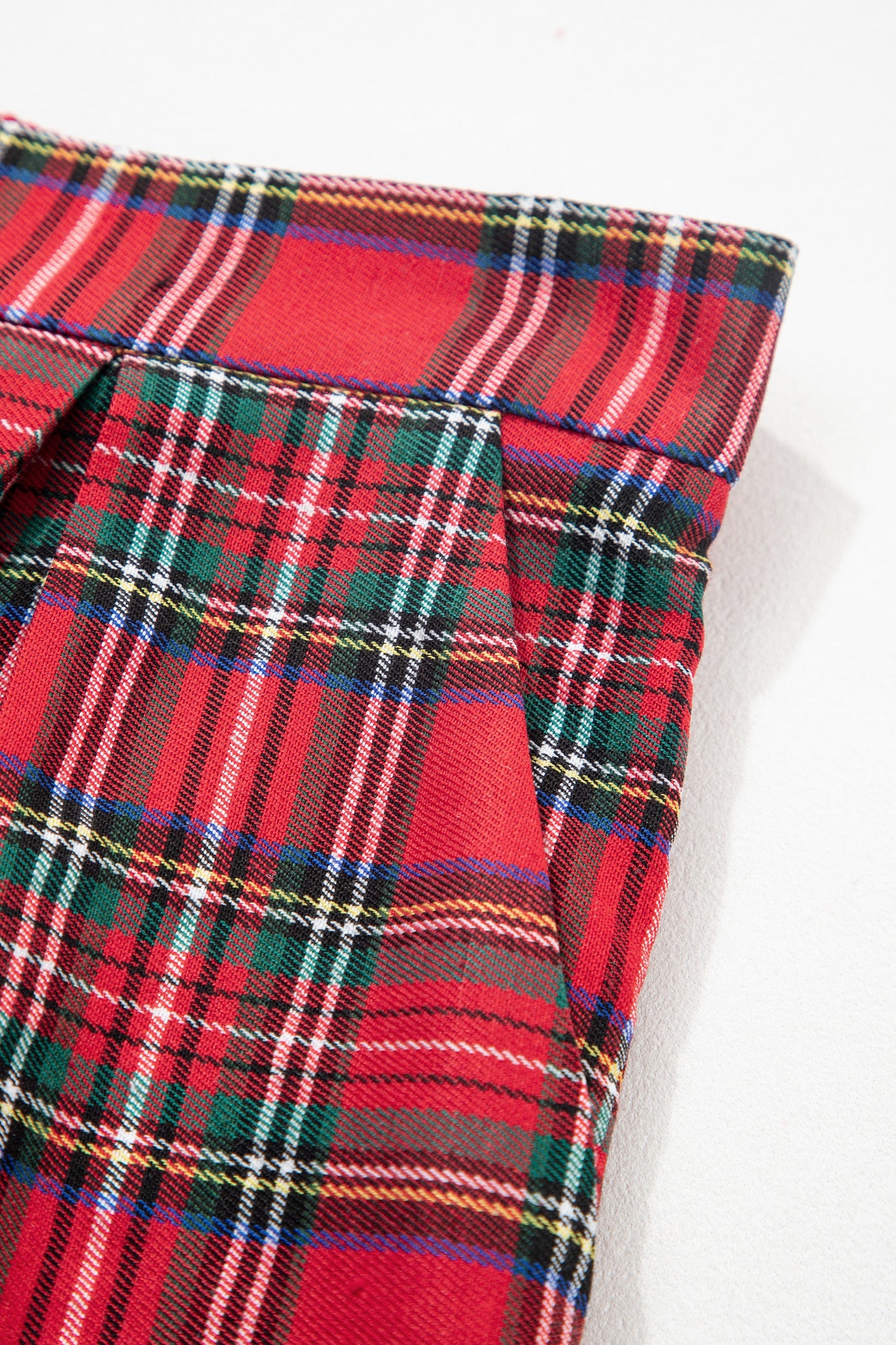 Red Festive Plaid Wide Leg Pull On Pants