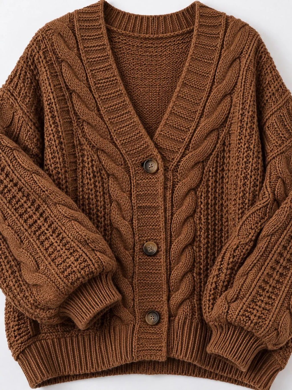 Cable Knit Button-Down Cardigan