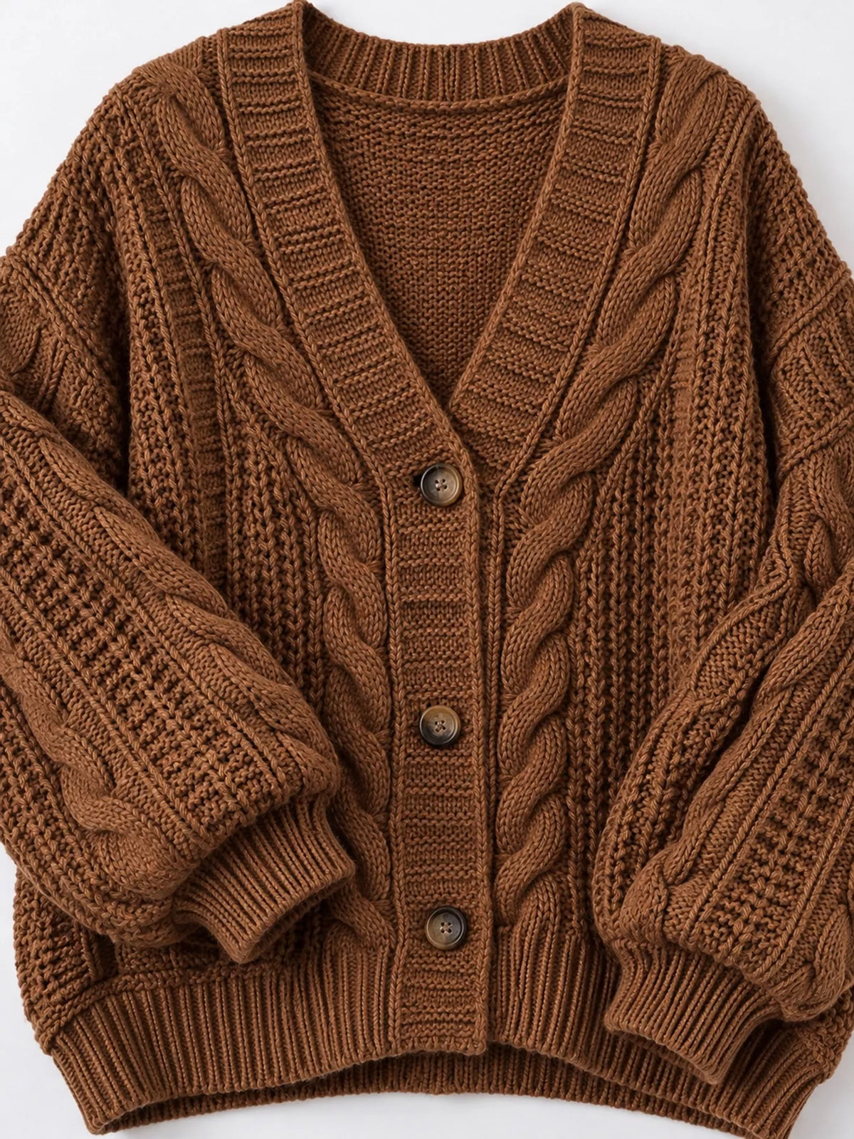 Cable Knit Button-Down Cardigan