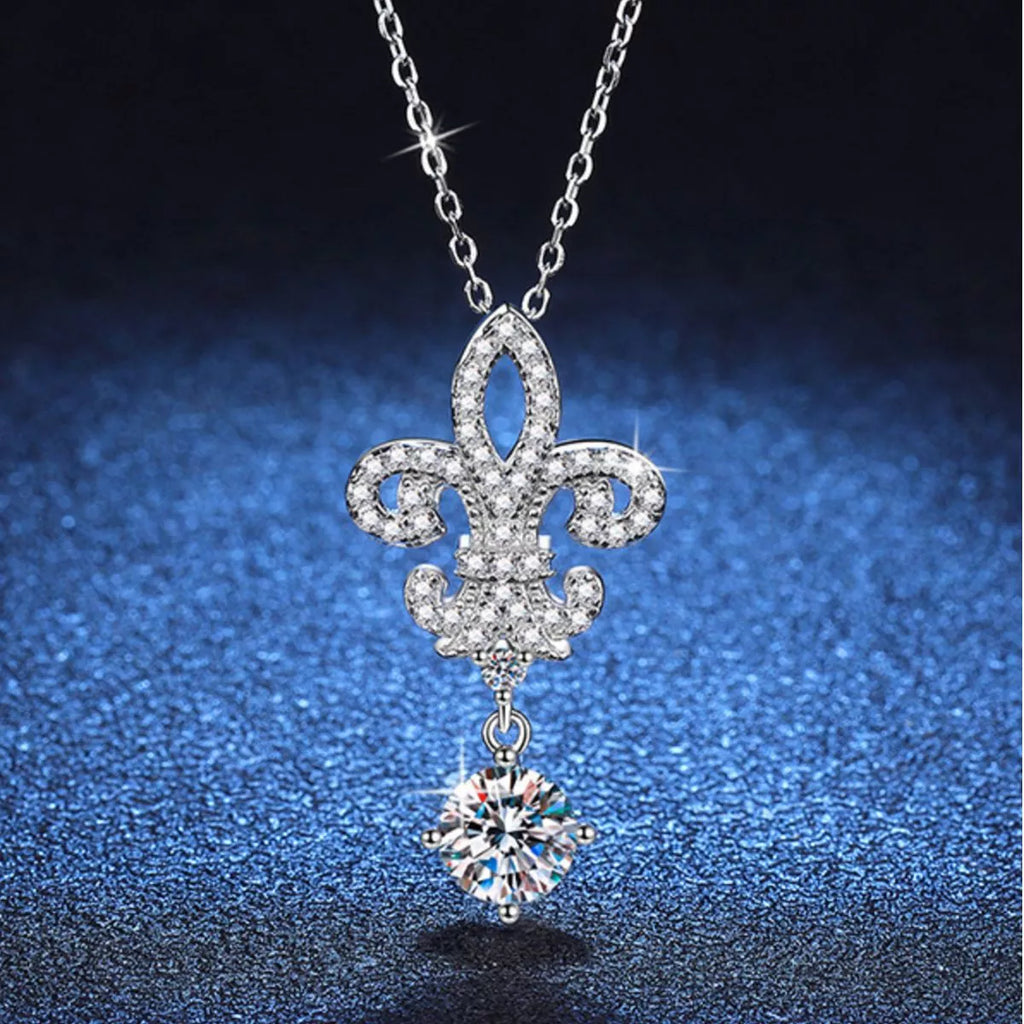 1 Carat Moissanite 925 Sterling Silver Iris Pendant Necklace