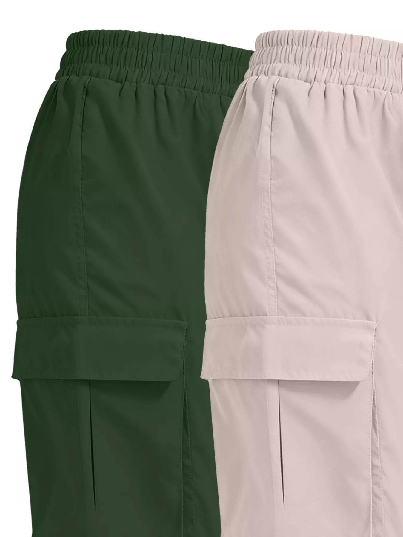 2 Piece Elastic Waist Cargo Pants
