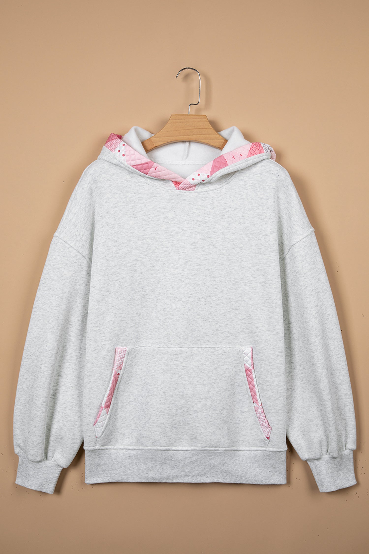 Gray Contrast Patchwork Oversized Hoodie