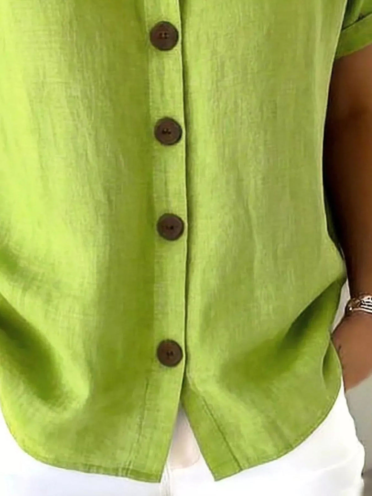 Full Size Button-Down Short Sleeve Shirt Plus Size