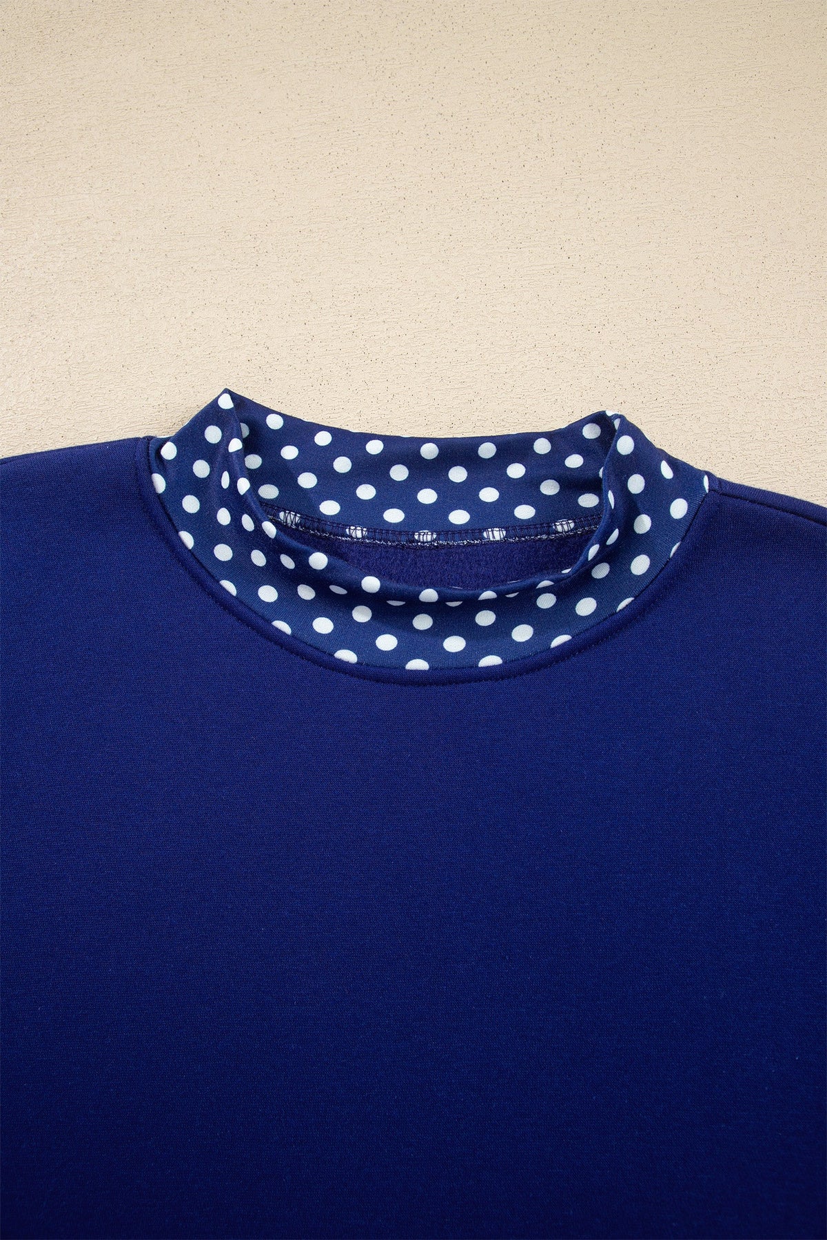 Polka Dot Contrast Trim Mock Neck Sweatshirt