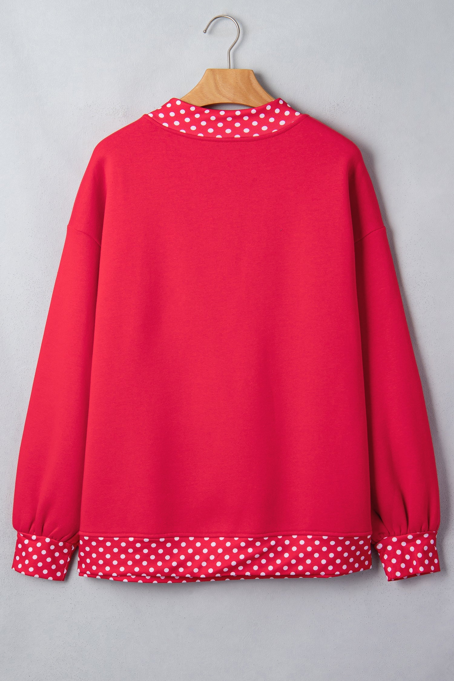 Polka Dot Contrast Trim Mock Neck Sweatshirt