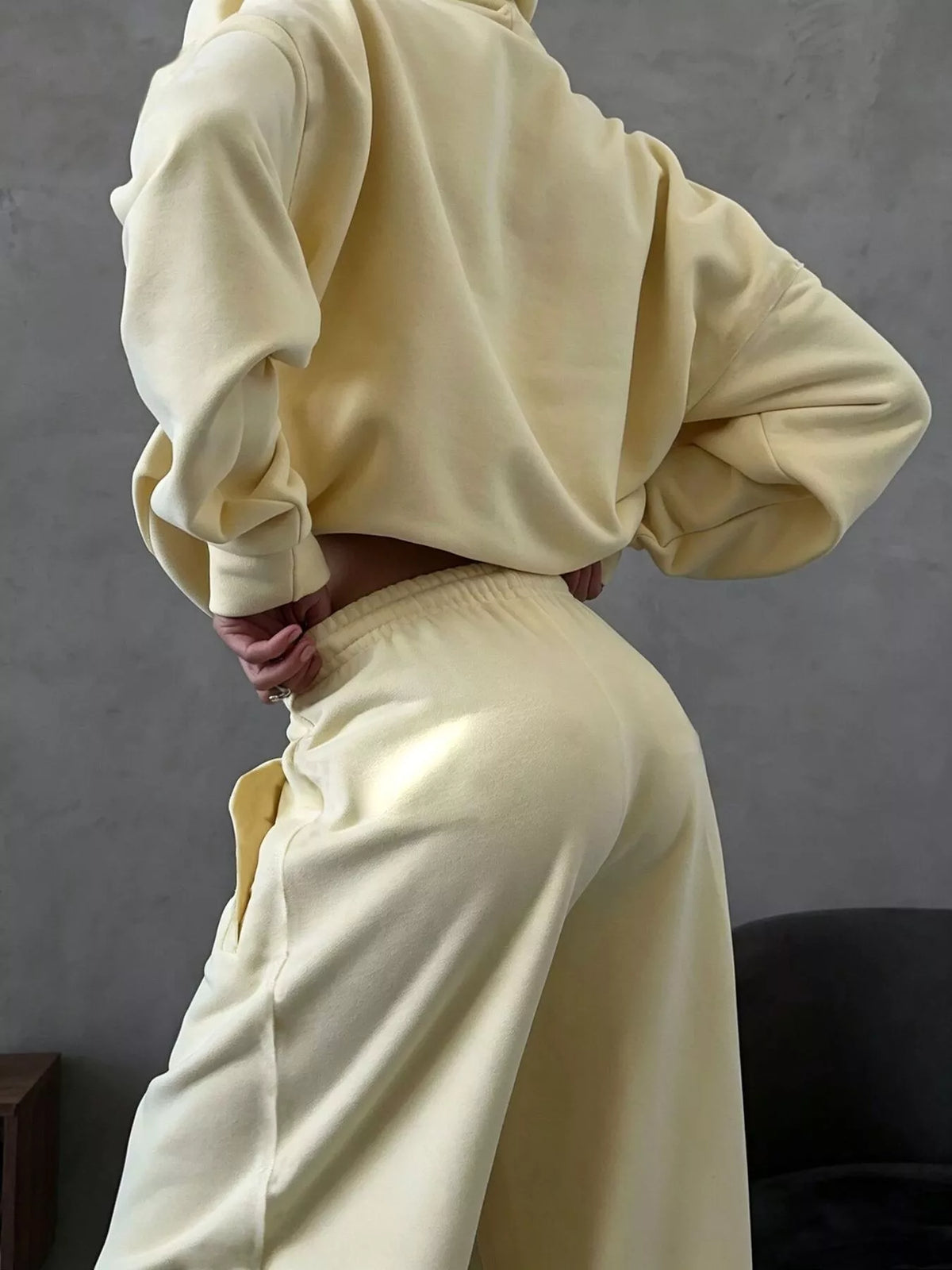 Casual Zip-Up Hoodie and Wide-Leg Sweatpants Set