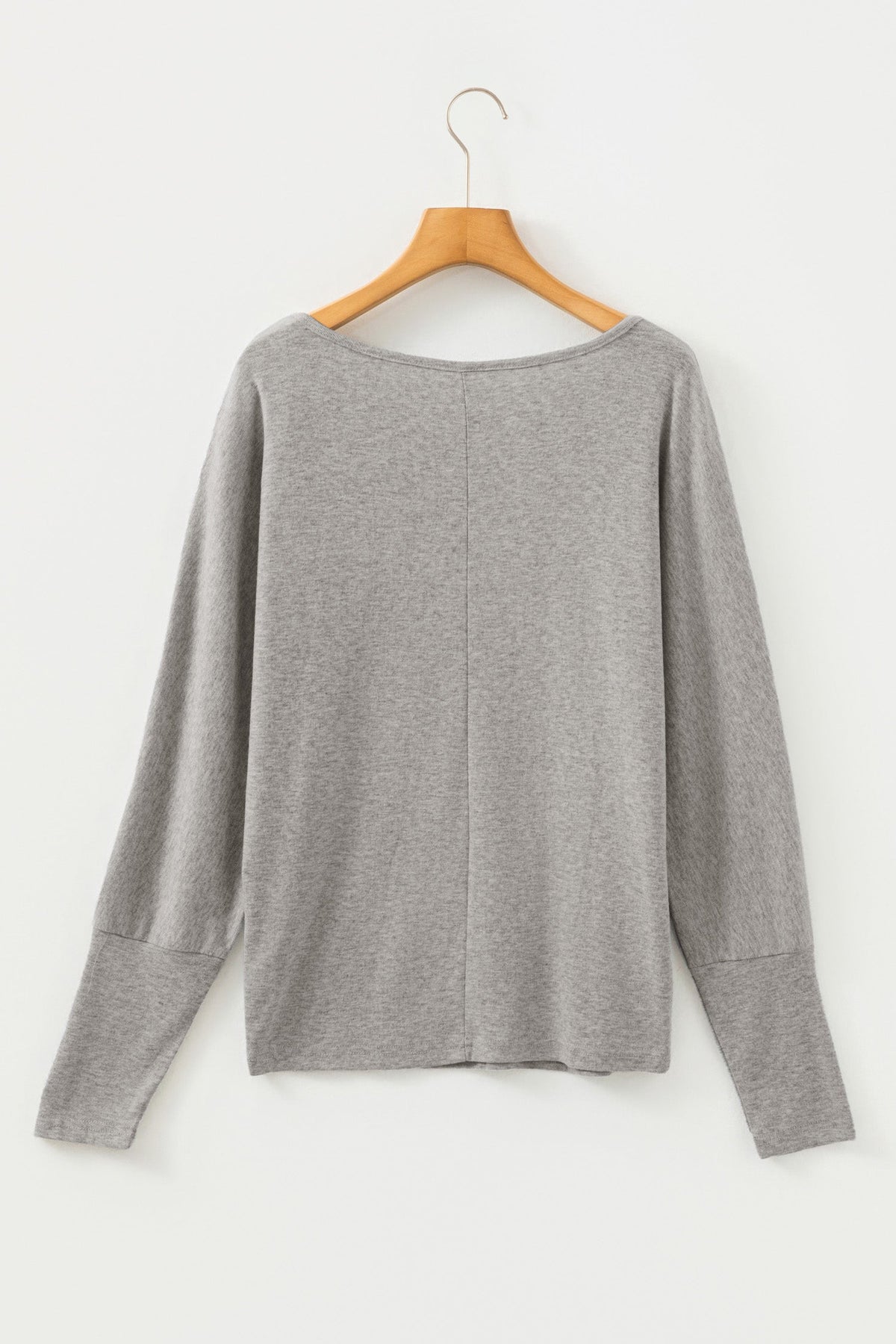 Solid Round Neck Extended Cuff Long Sleeve Top