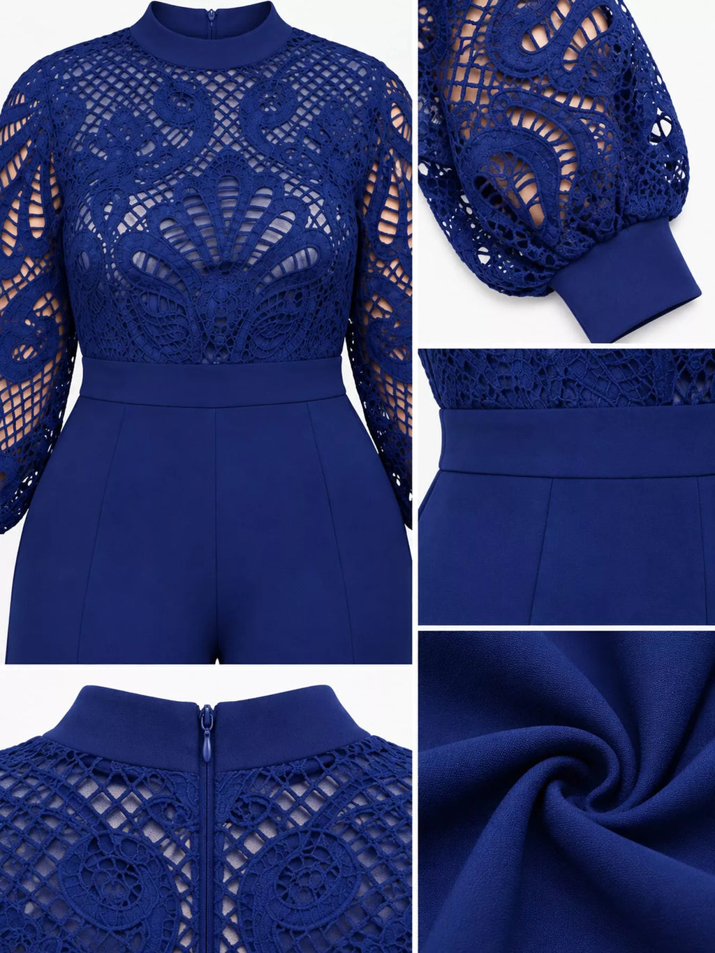 Full Size Lace Lantern Sleeve Flare Jumpsuit Plus Size