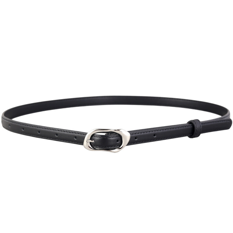 Silver Buckle Skinny Belt