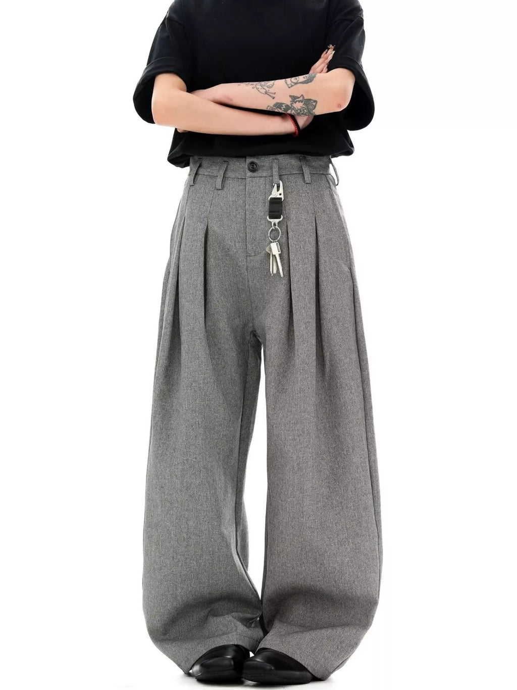Men's Plus Size Wide Leg Pleated Pants