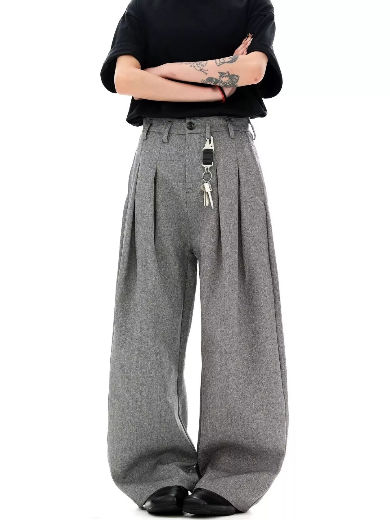 Men's Plus Size Wide Leg Pleated Pants