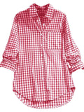 Plus Size Plaid Button-Down Long Sleeve Shirt