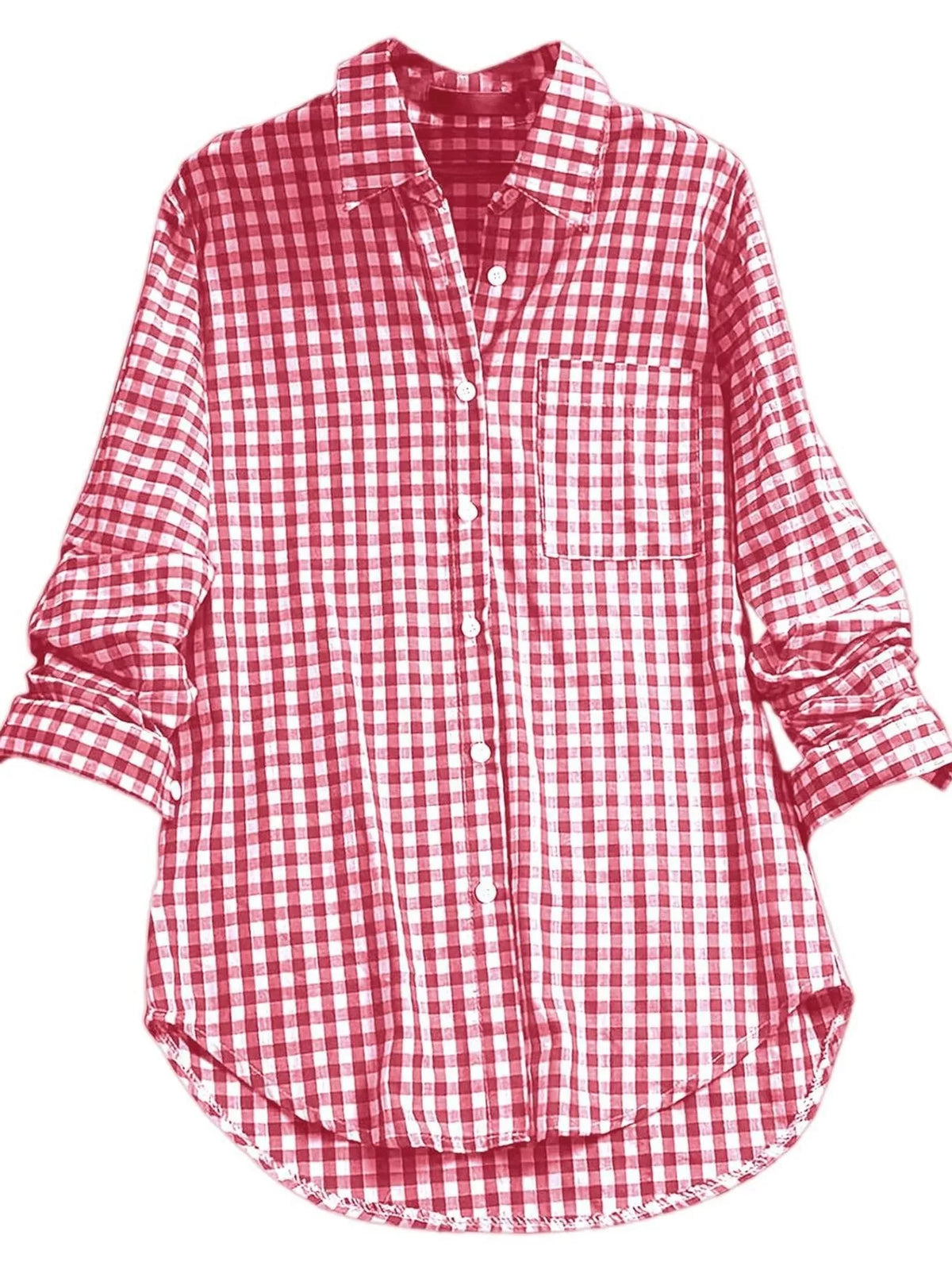 Plus Size Plaid Button-Down Long Sleeve Shirt