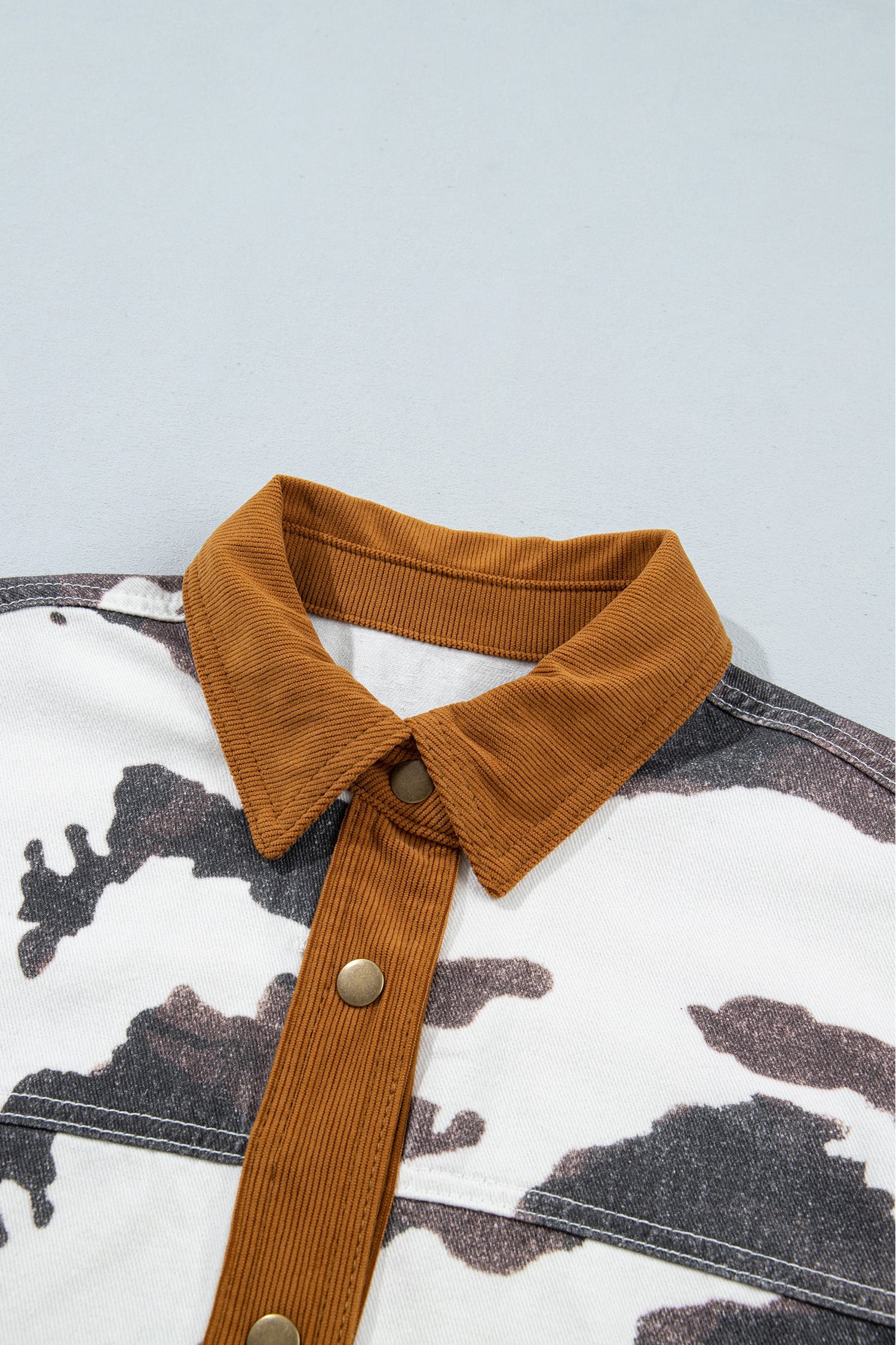 Multicolour Western Cow Print Long Sleeve Button-Up Denim Jacket