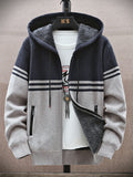 Men's Plus Size Hooded Zip-Up Cardigan