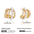 Pearl Zircon C Hoop Earrings