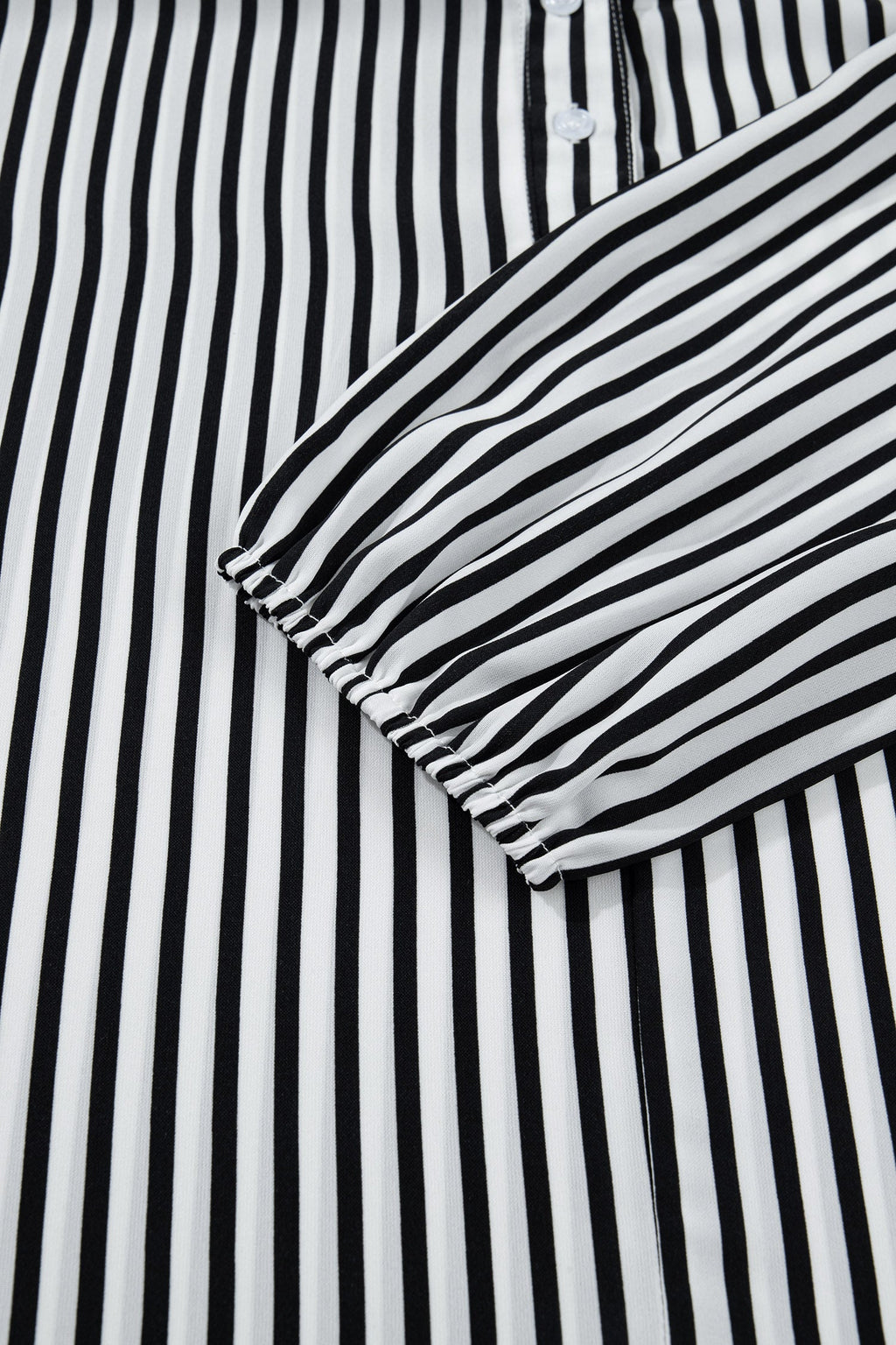 Black Striped Half Sleeve Button-Up Shirt
