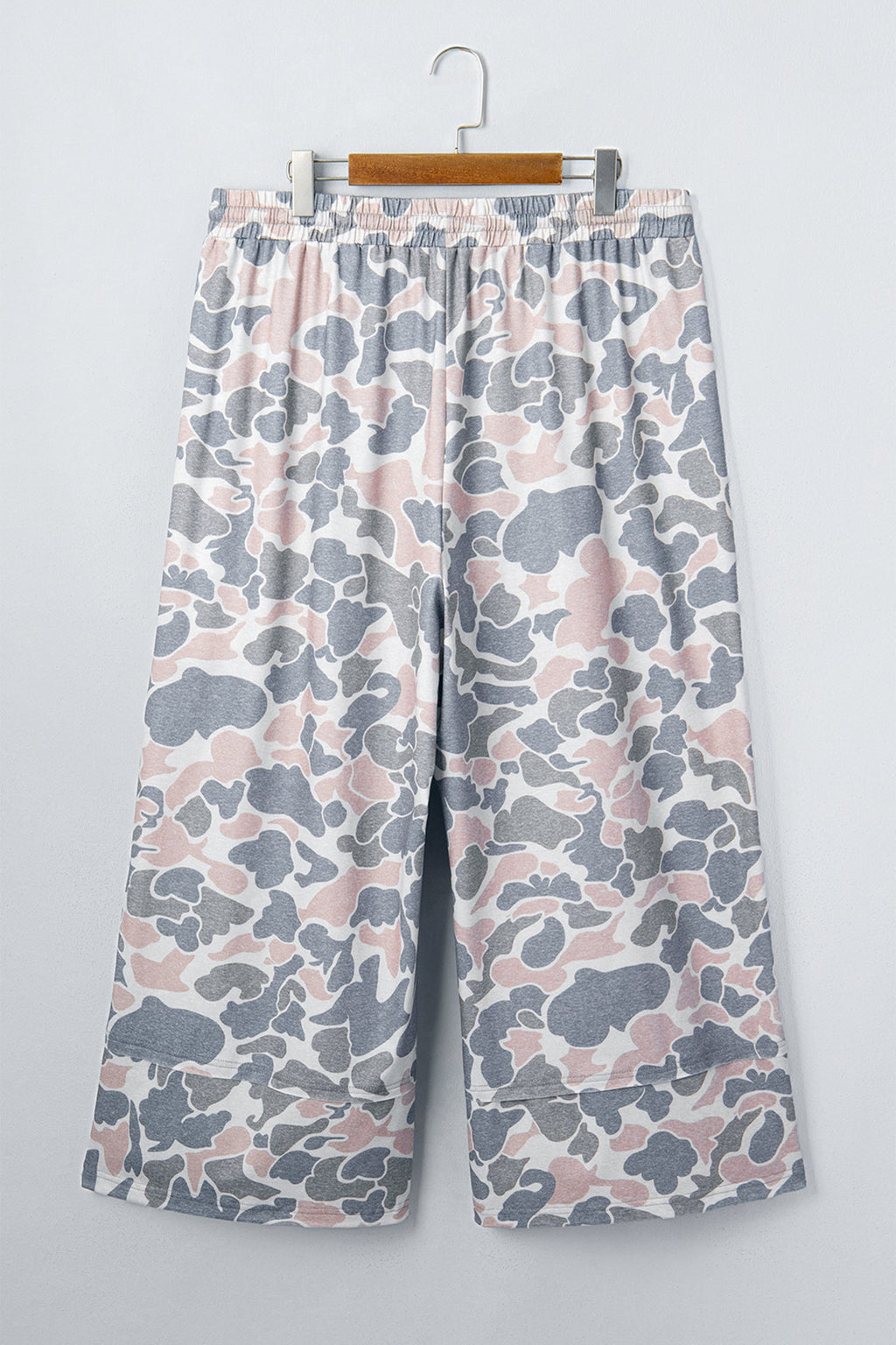 Khaki Camouflage Print Patch Pockets Ankle-Length Plus Size Pants
