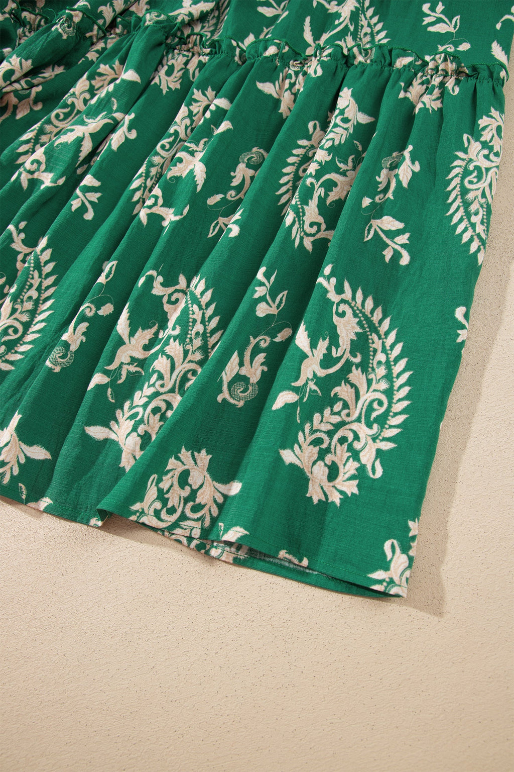 Green Floral Print V Neck Shift Dress Plus Size Dress