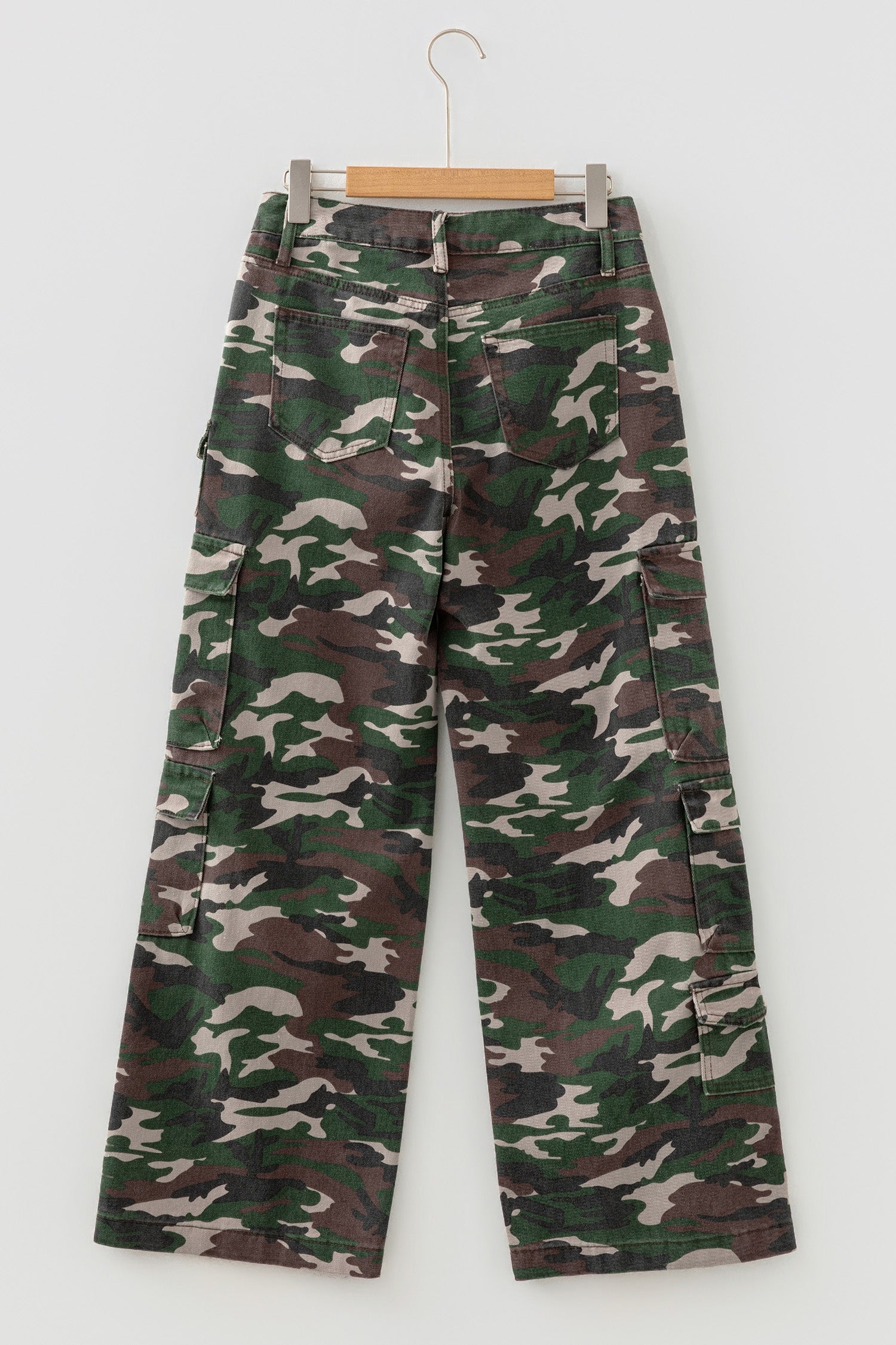 Green Camo Cargo Wide Leg Pants